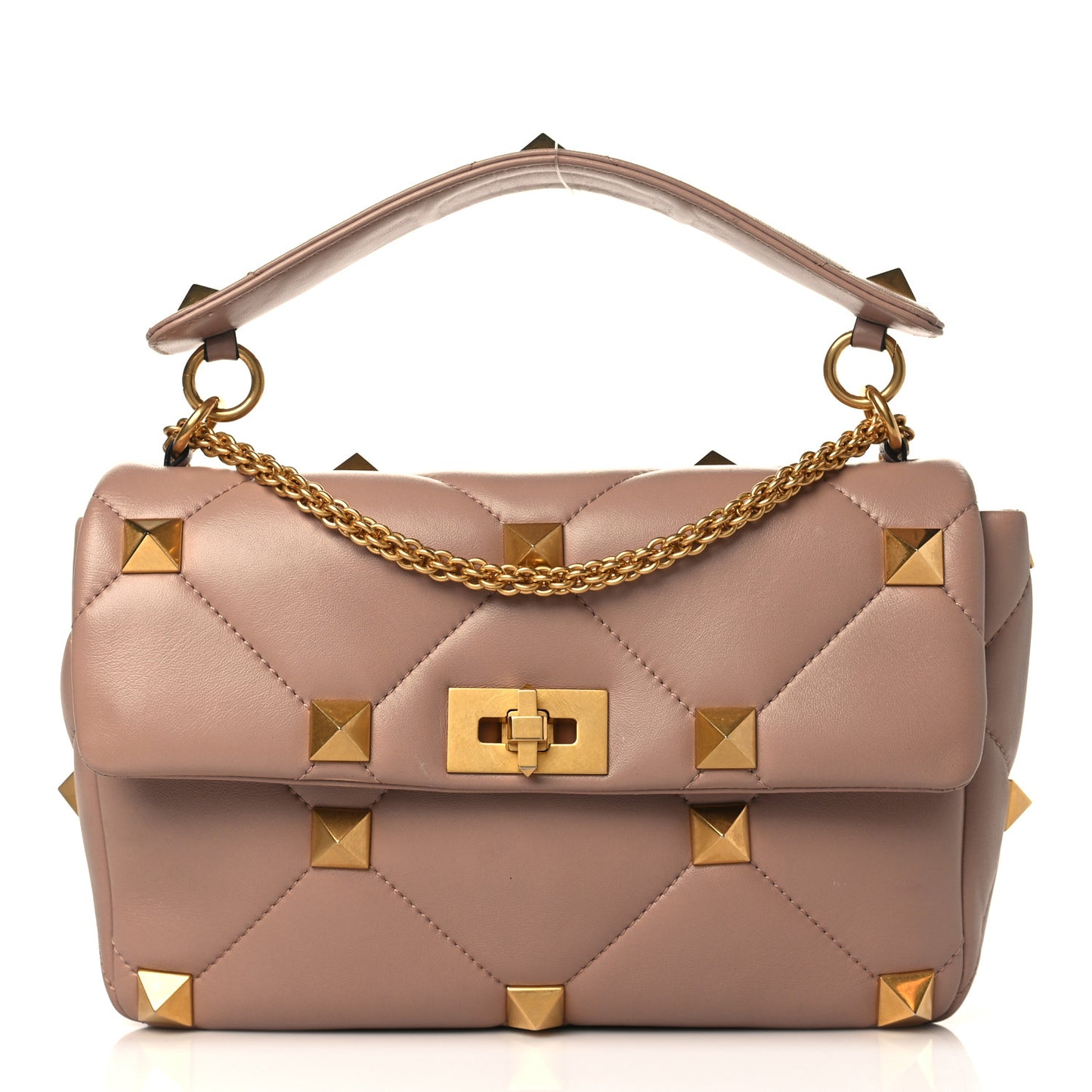 Nappa Large Roman Stud Shoulder Bag Rose Cannelle