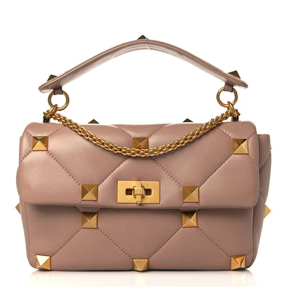 Valentino Garavani Nappa Large Roman Stud Shoulder Bag Rose Cannelle 1 of 8