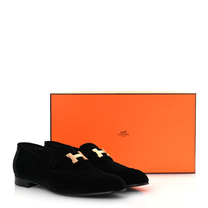 Hermes Velvet Womens Paris Loafers 38.5 Black 12 of 12