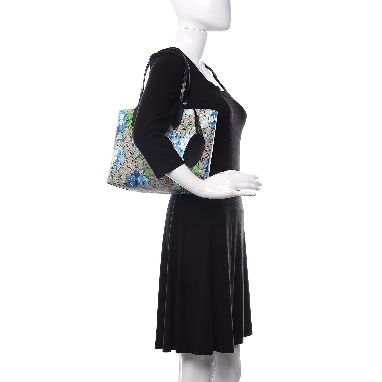 Gucci GG Supreme Monogram Blooms Small Reversible Tote Beige Blue Navy 2 of 16