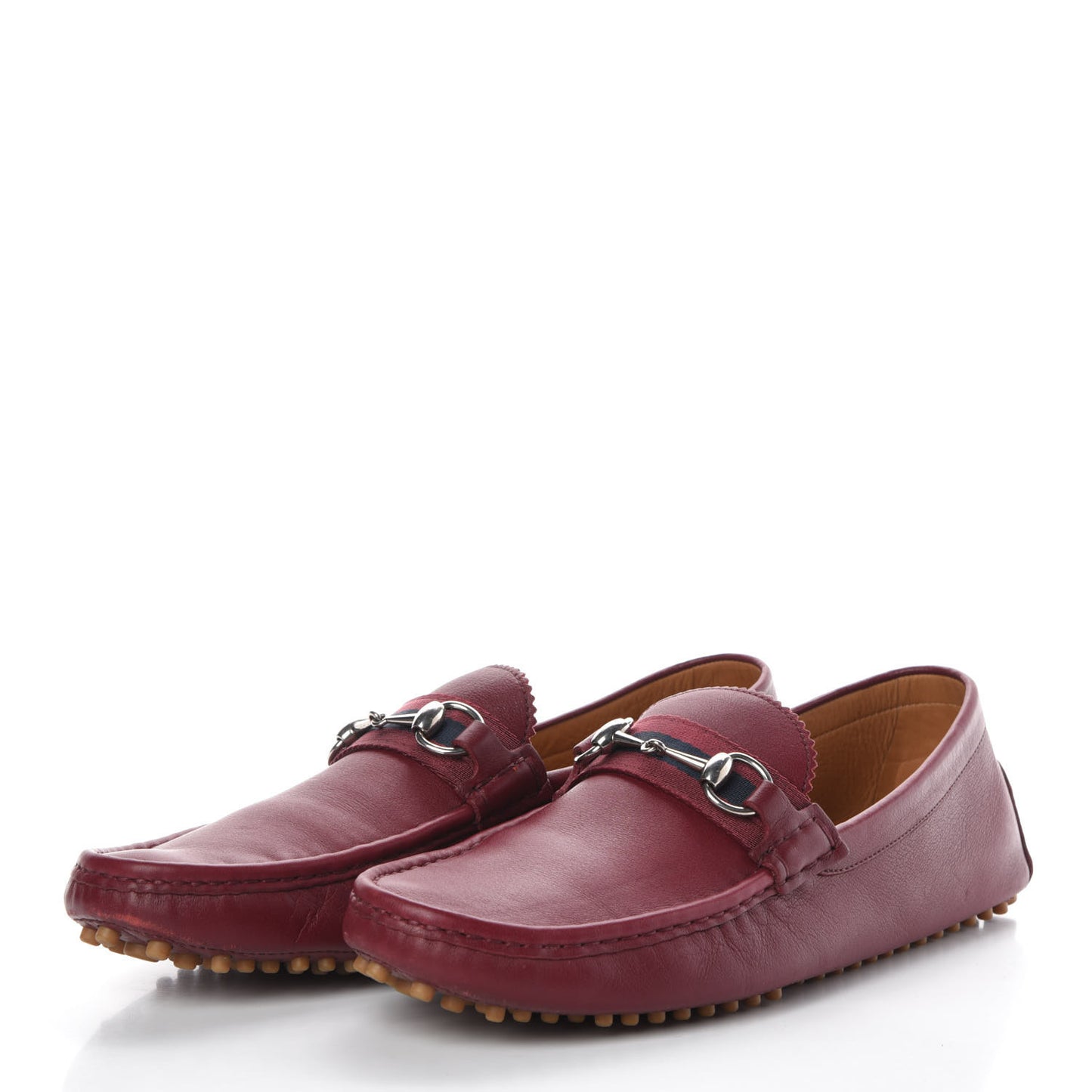 Road Calfskin Web Mens Horsebit Driver Loafers 10 Rosso