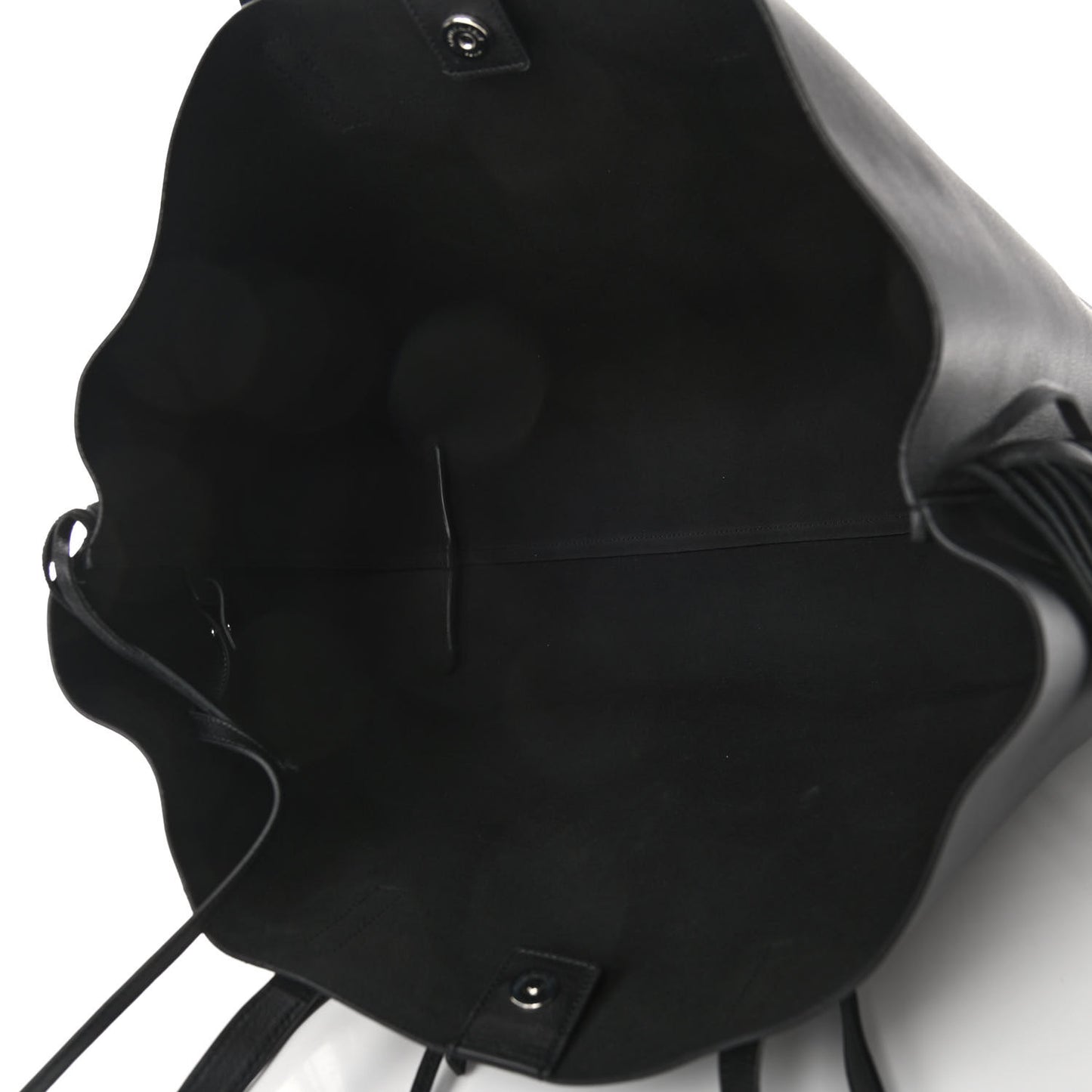 Calfskin Large Fringe Shopping Tote Black