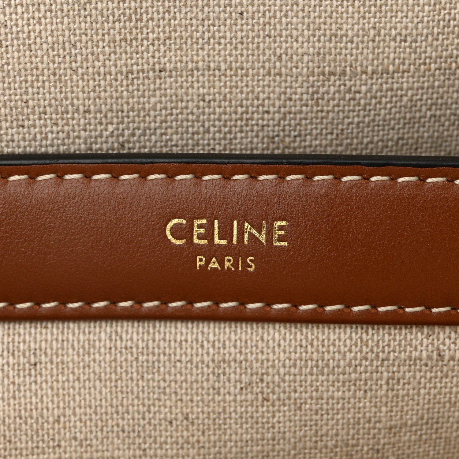Celine Canvas Calfskin Medium Soft 16 Top Handle Bag Tan White 6 of 10