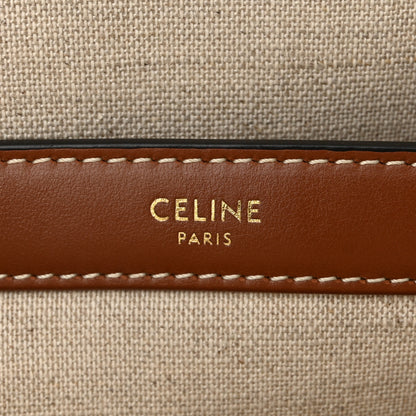 Celine Canvas Calfskin Medium Soft 16 Top Handle Bag Tan White 6 of 10