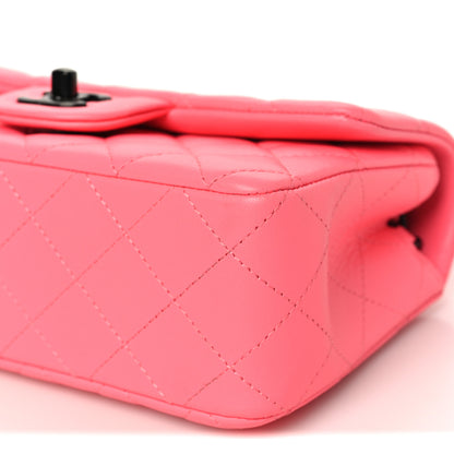 Chanel Lambskin Quilted Mini Rectangular Flap Coral Pink 10 of 10