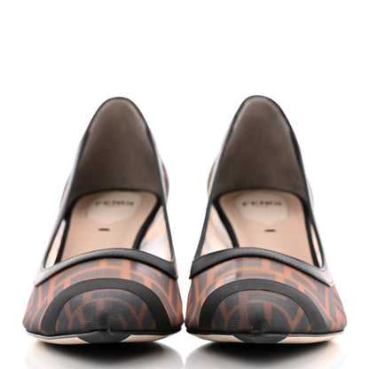 Fendi Technical Mesh Vitello Gommato FF Colibri 55mm Pumps 37.5 Tobacco Moro Black 2 of 16