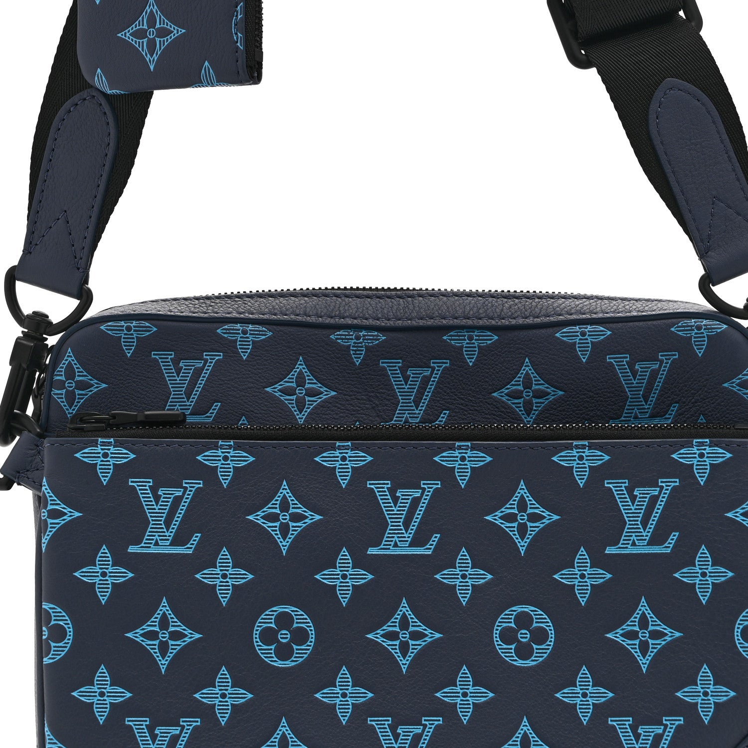 Louis Vuitton Calfskin Monogram Shadow Trio Messenger Navy River Blue 8 of 11