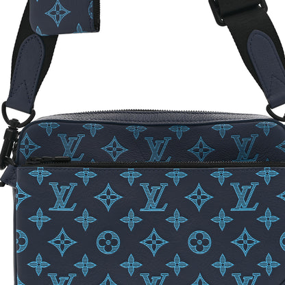 Louis Vuitton Calfskin Monogram Shadow Trio Messenger Navy River Blue 8 of 11