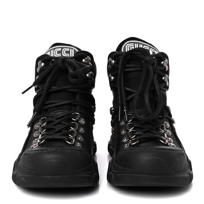 Gucci X SEGA Calfskin Suede Technical Canvas Womens Flashtrek High-Top Sneakers 35 Black 3 of 9