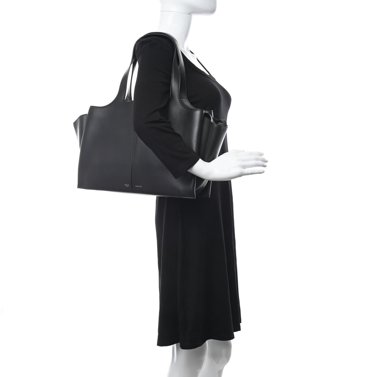 Smooth Calfskin Small Tri-Fold Shoulder Bag Black