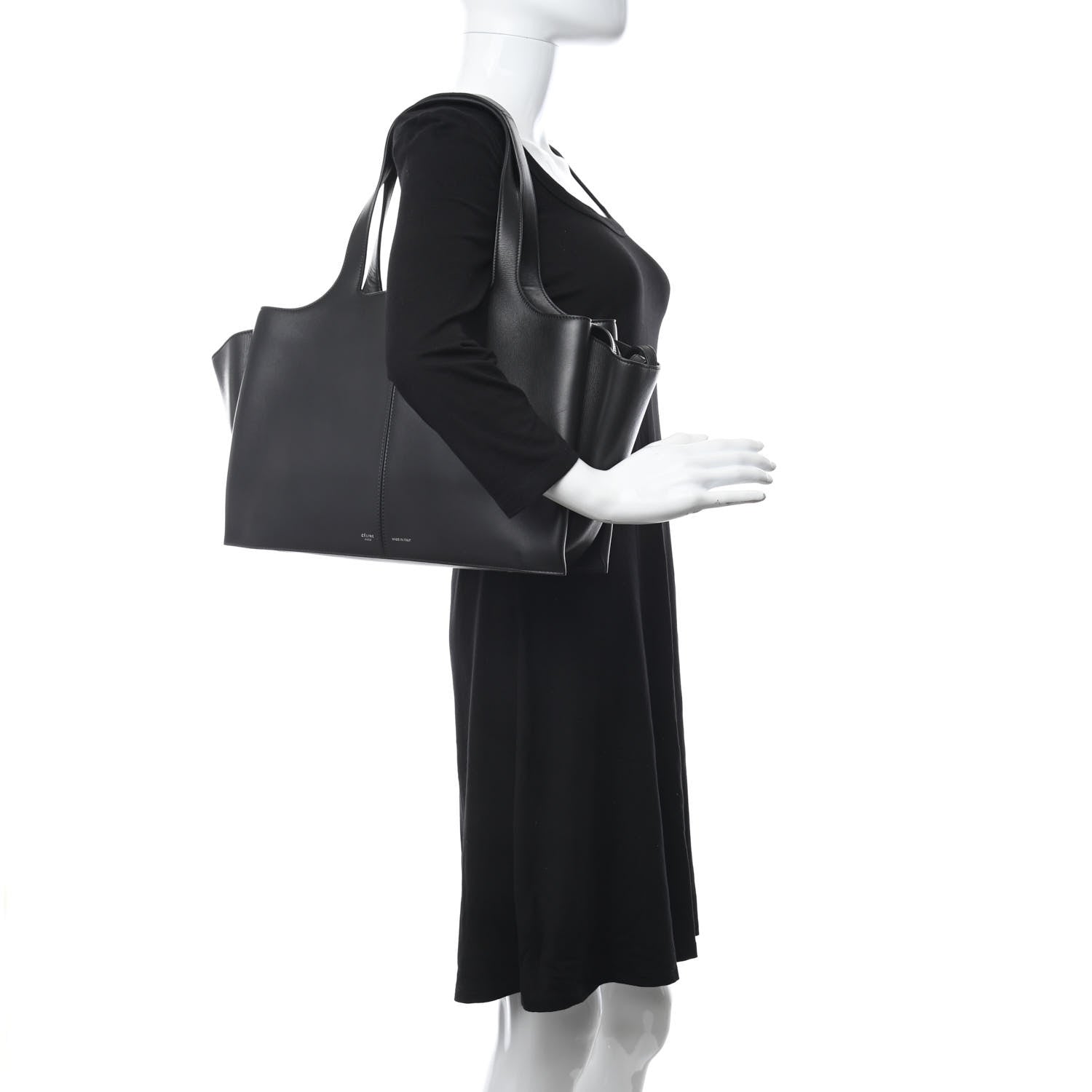 Celine Smooth Calfskin Small Tri-Fold Shoulder Bag Black 2 of 10
