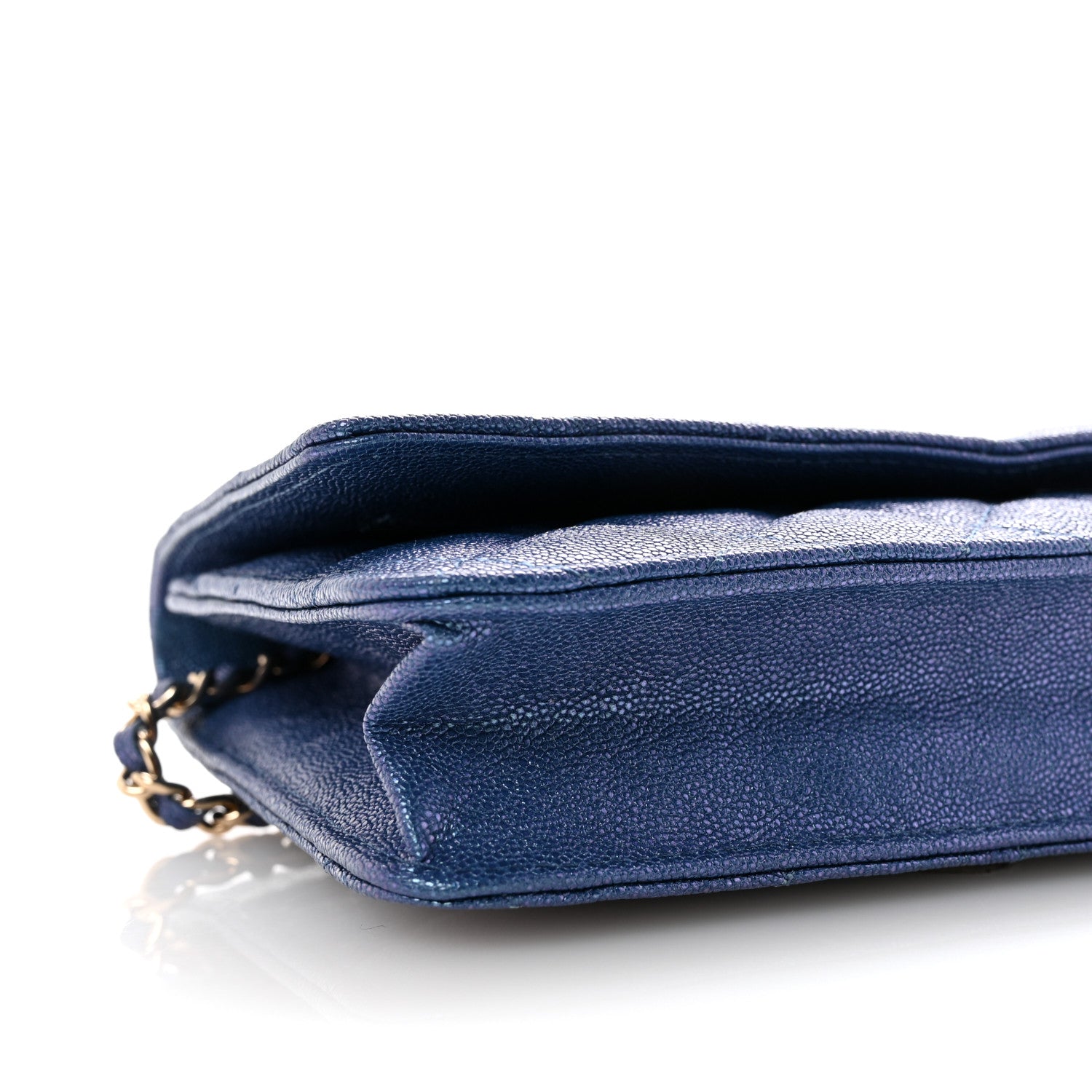 Chanel Iridescent Caviar Quilted Wallet on Chain WOC Dark Blue 10 of 11