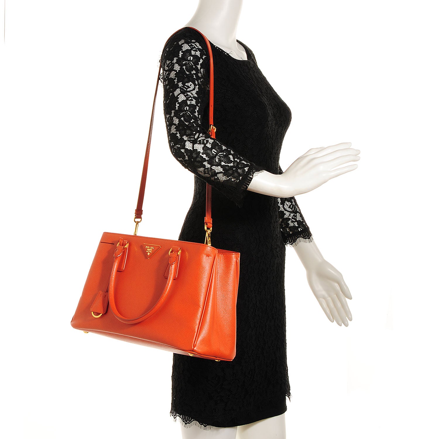 Prada Saffiano Lux Medium Tote Papaya 2 of 11
