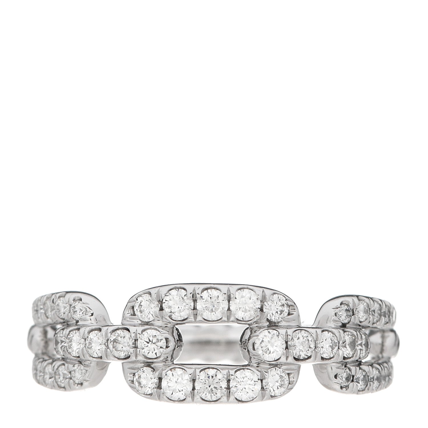 David Yurman 18K White Gold Diamond 7mm Stax Chain Link Ring 57 8 1 of 4