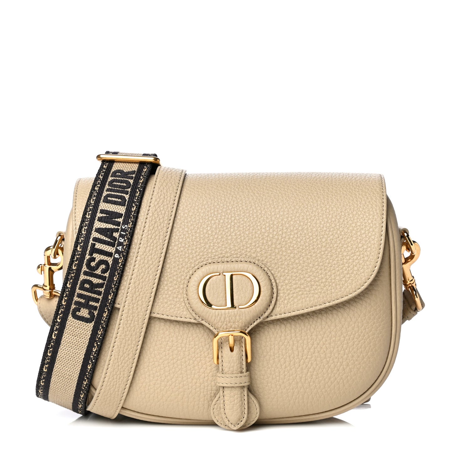 Grained Calfskin Large Bobby Flap Beige