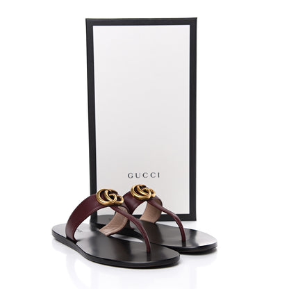 Gucci Calfskin GG Marmont Thong Sandals 36.5 Vintage Bordeaux 9 of 9
