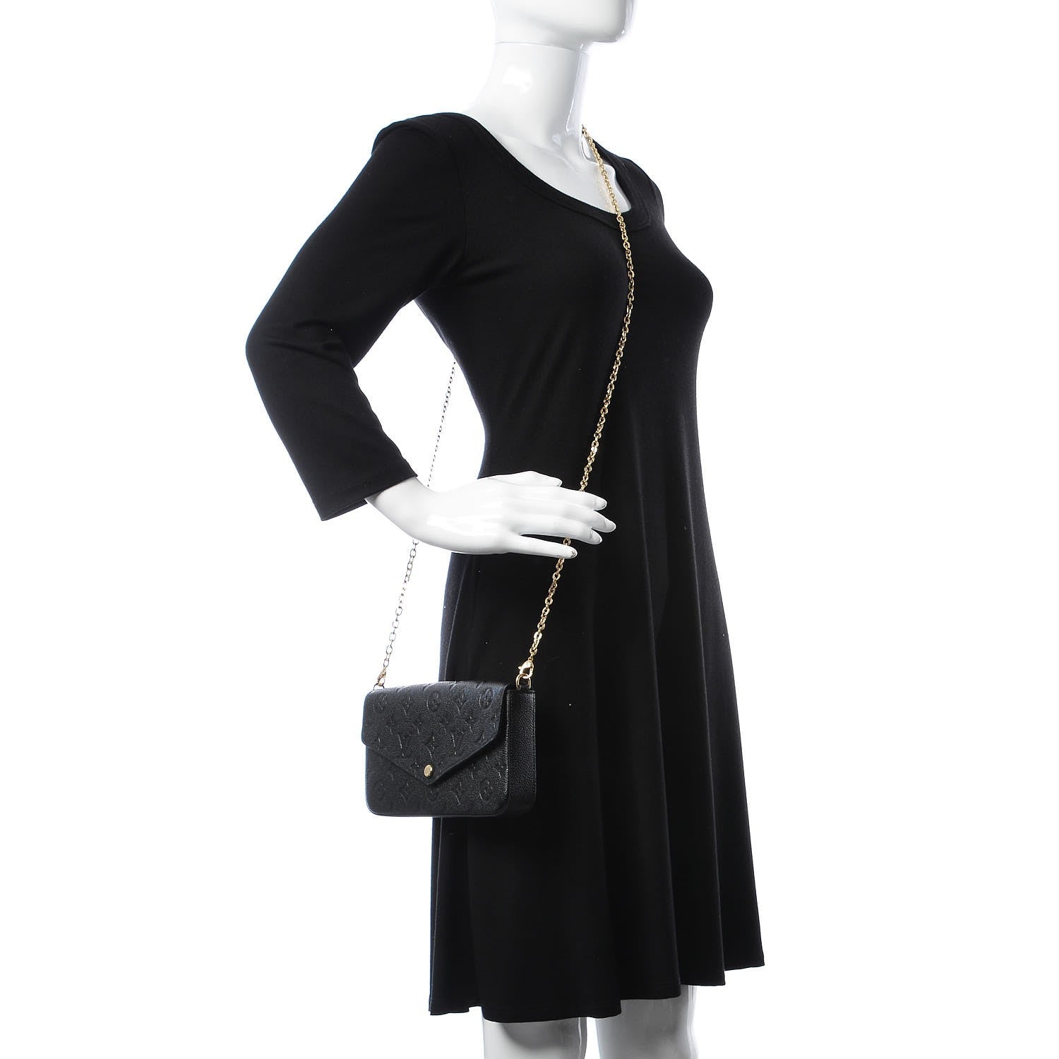 Louis Vuitton Empreinte Pochette Felicie Chain Wallet Black 2 of 7