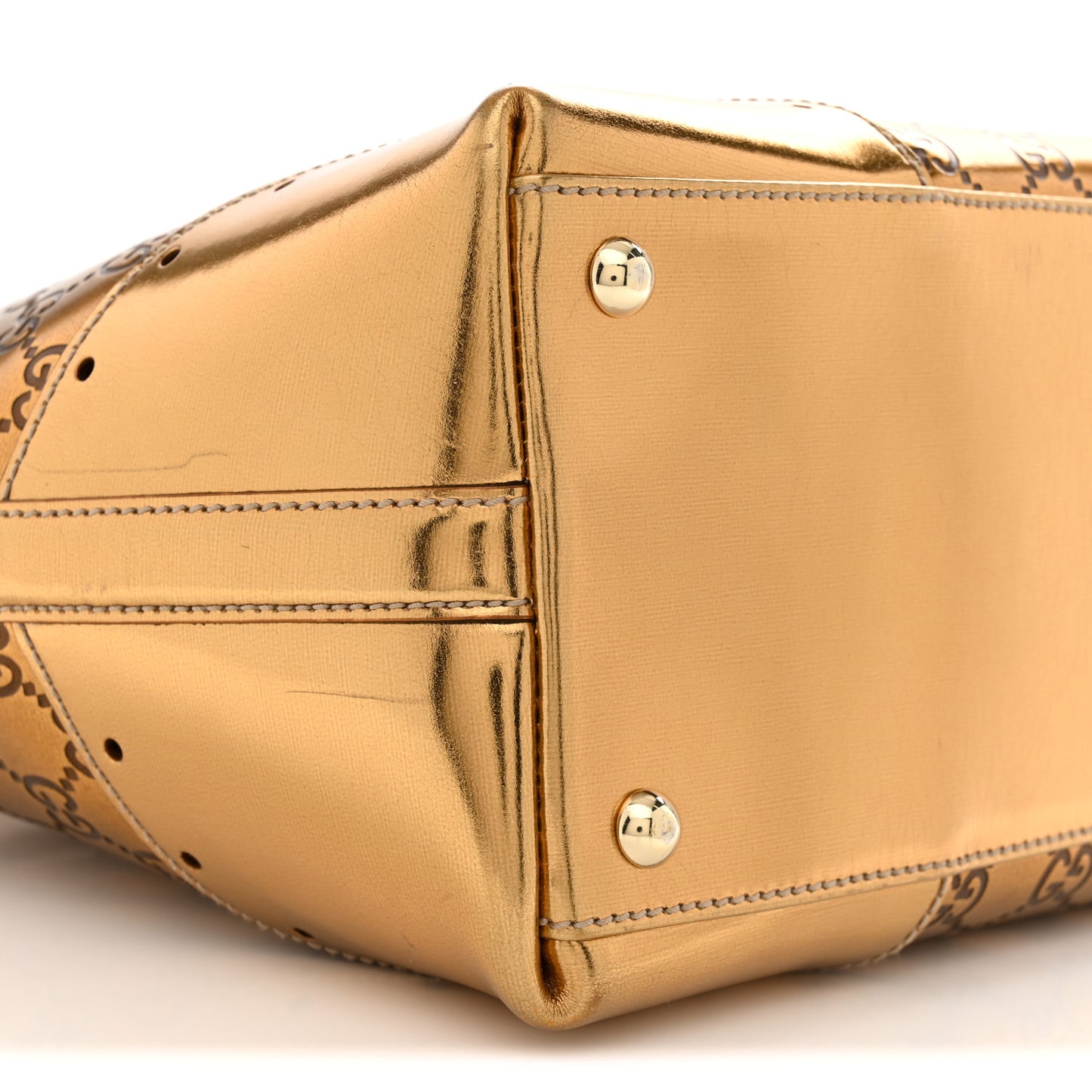 Metallic Guccissima Large Punch Tote Bronze