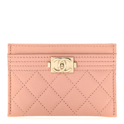 Chanel Caviar Quilted Boy Card Holder Light Pink 1 of 10