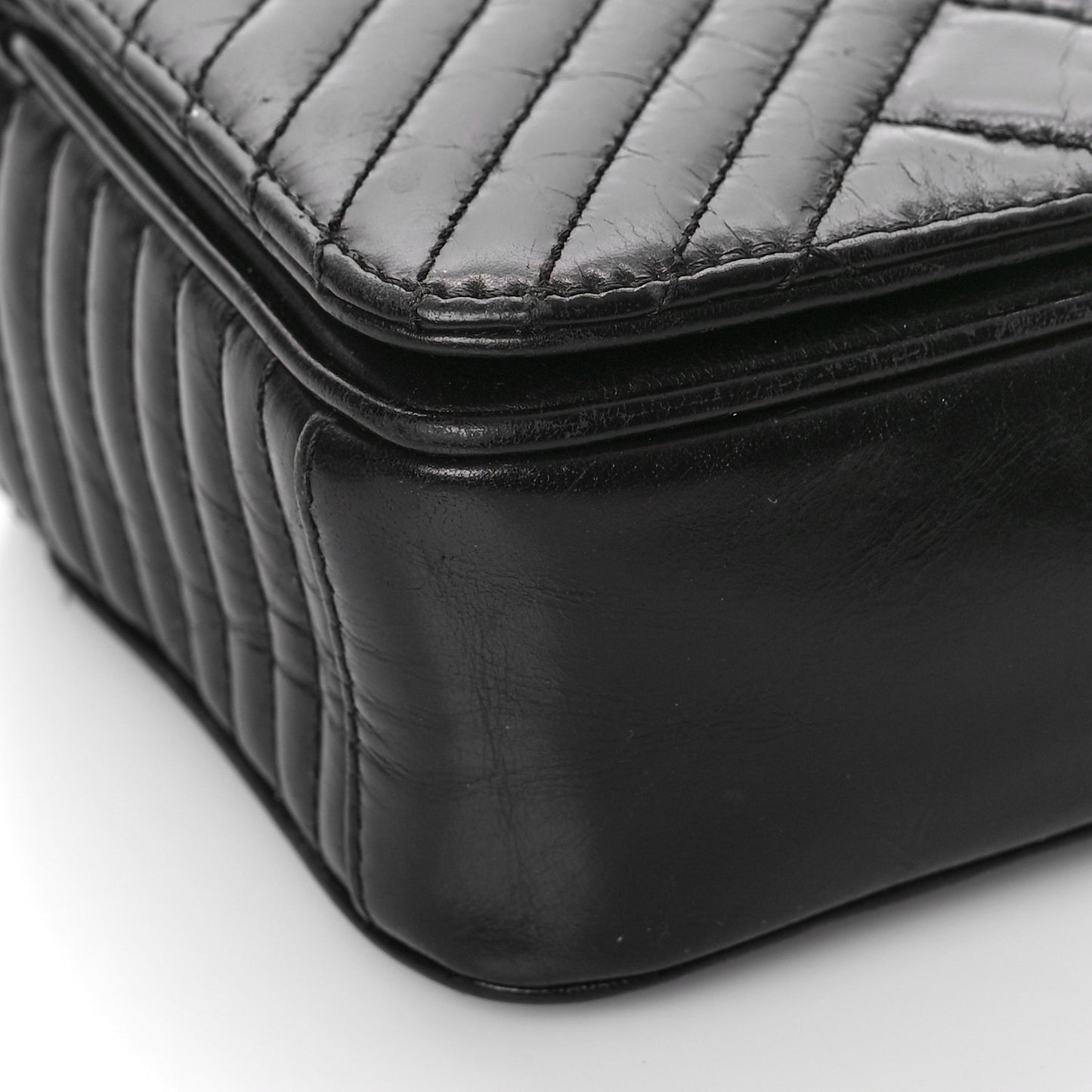 Glazed Calfskin Quilted Small Coco Boy Flap Black