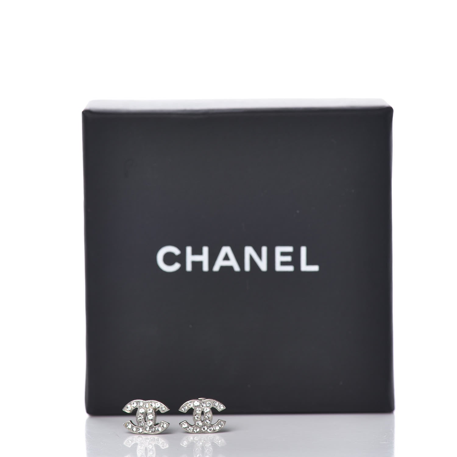 Chanel Crystal Mini Timeless CC Earrings Silver 4 of 4
