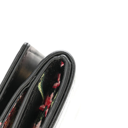Christian Dior Calfskin Petites Fleurs Print Caro XS Wallet Black Multicolor 9 of 10