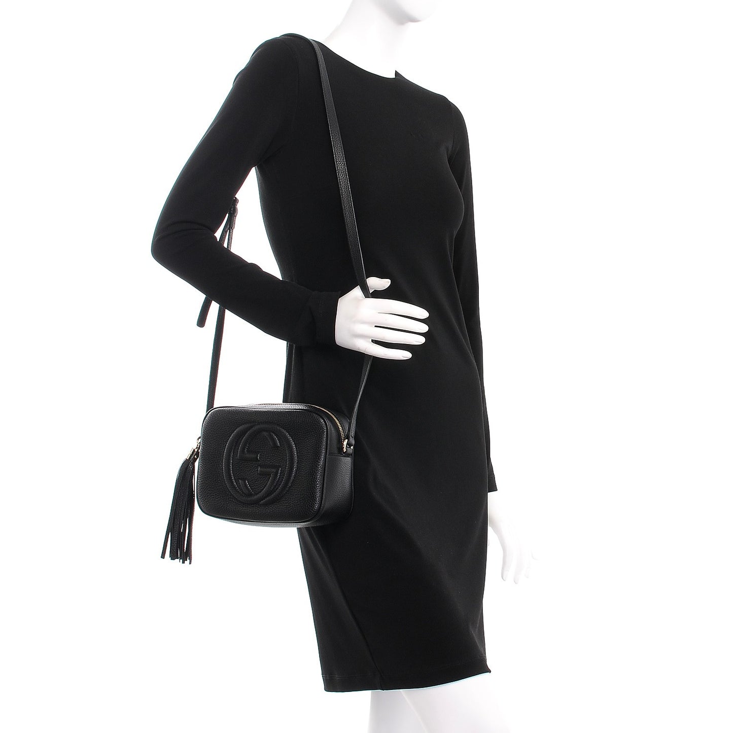 Pebbled Calfskin Small Soho Disco Bag Black