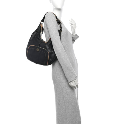 Burberry Calfskin Nova Check Trim Hobo Black 2 of 12