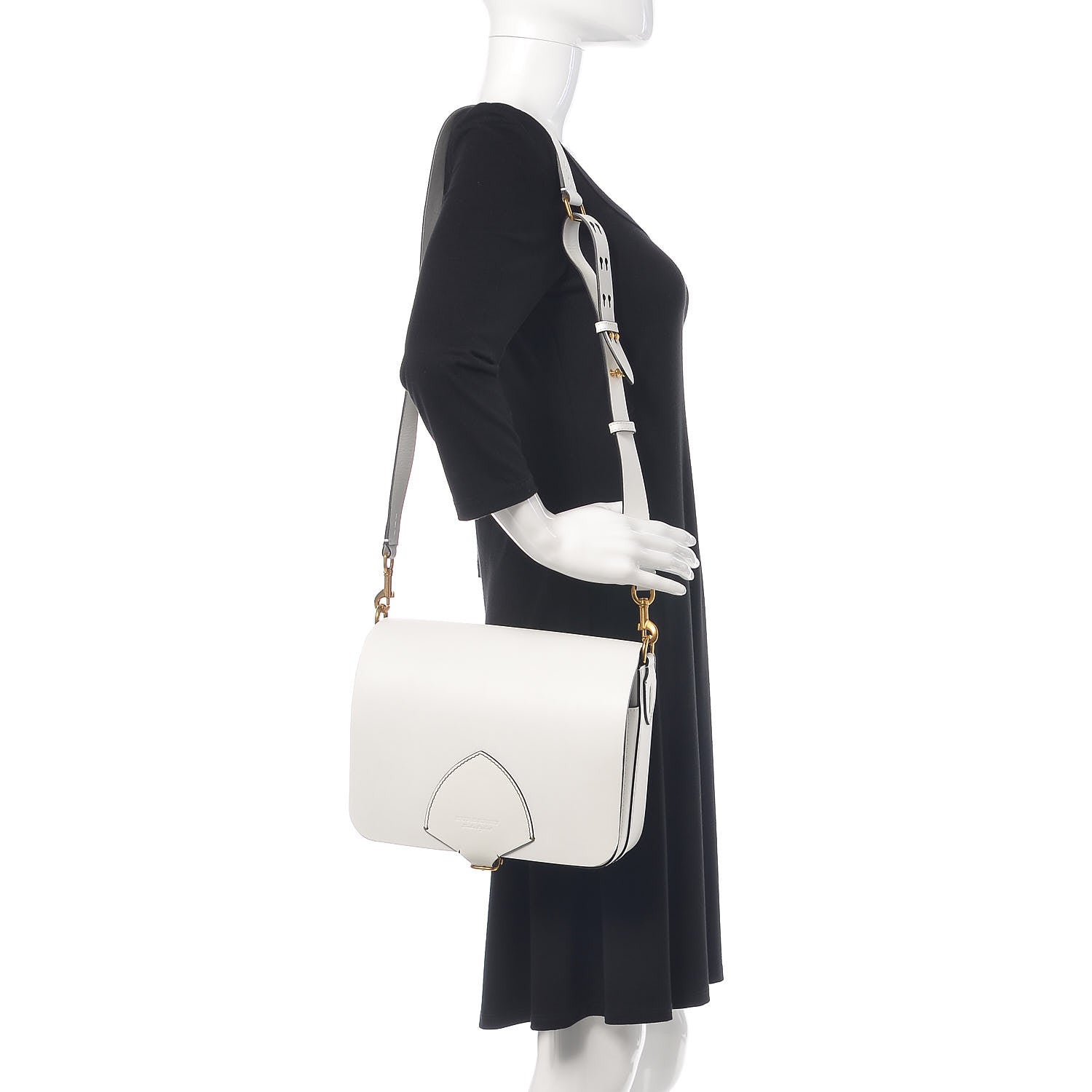 Burberry Calfskin Large Square Satchel Chalk White 2 of 11