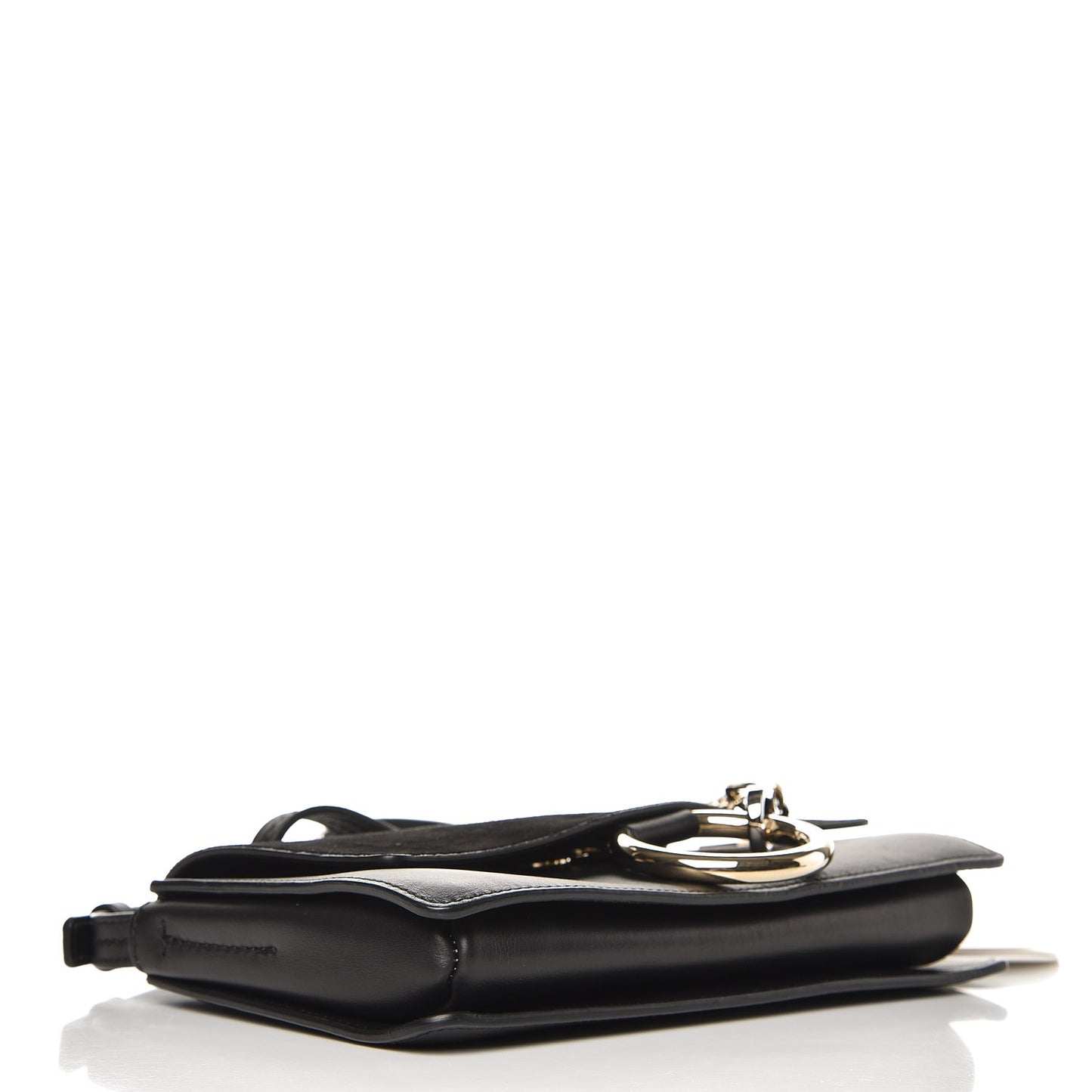 Suede Calfskin Small Faye Shoulder Bag Black