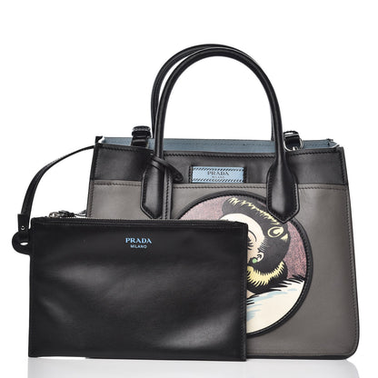 Prada Vitello Patch Comics Dual Shoulder Bag Marmo Black 3 of 9