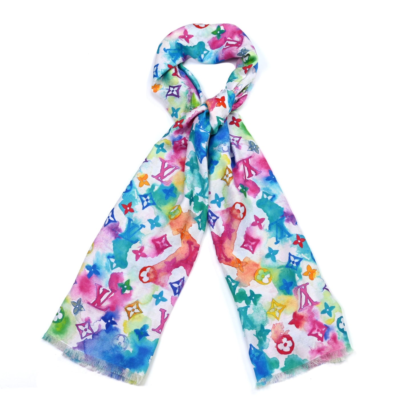 Cotton Monogram Essential Watercolor Stole Multicolor