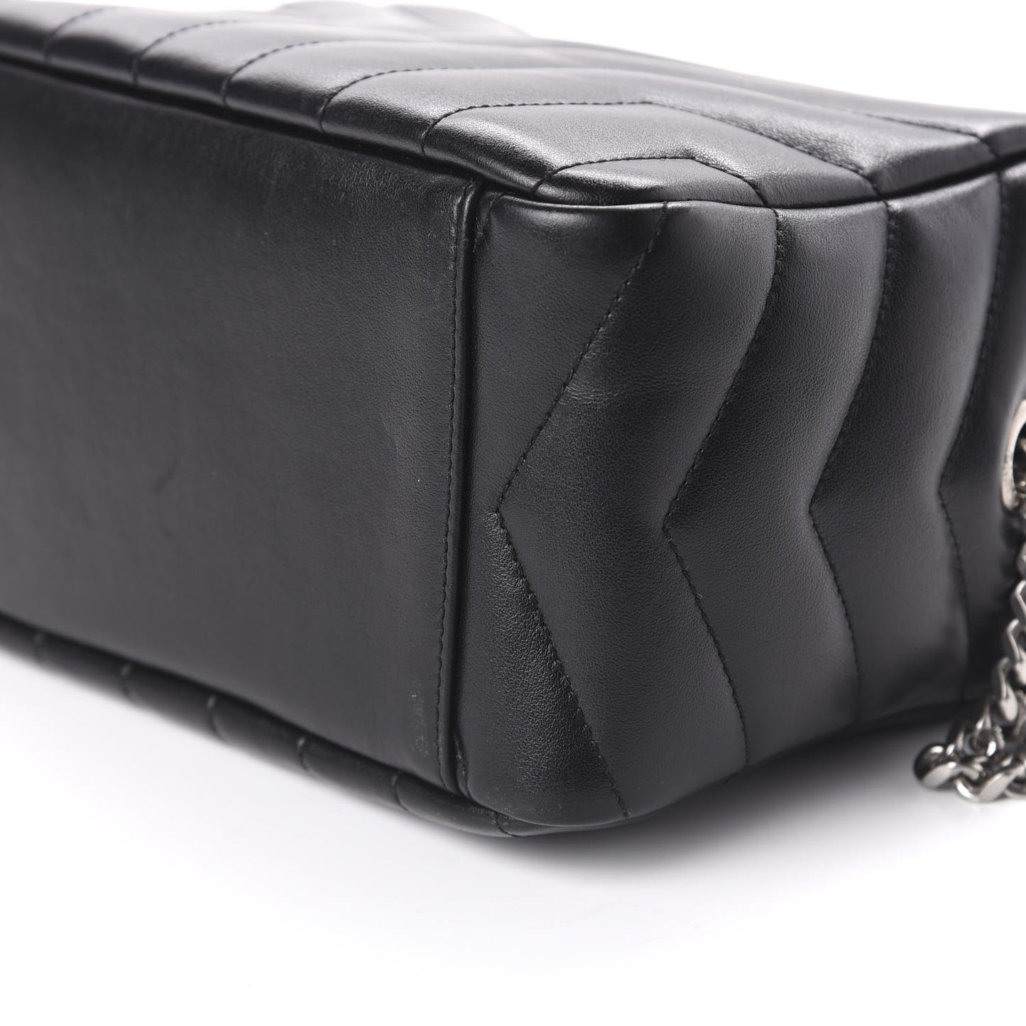 Calfskin Y Quilted Monogram Small Loulou Bowling Bag Black