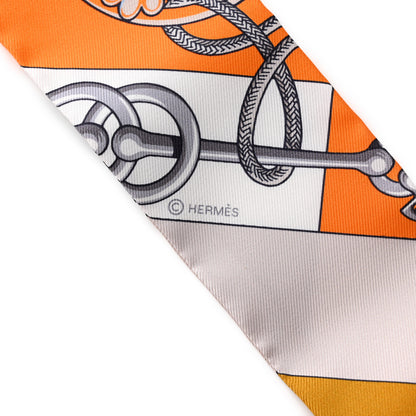 Hermes Silk Cliquetis Twilly Orange White Gold 4 of 5