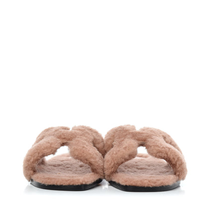 Hermes Woolskin Oran Sandals 37.5 Rose Aube 2 of 10