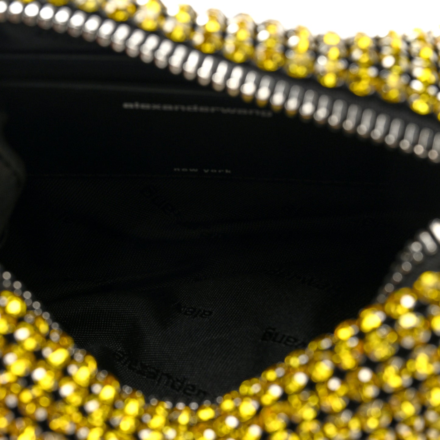 Mesh Crystal Rhinestone Mini Heiress Pouch Lemon