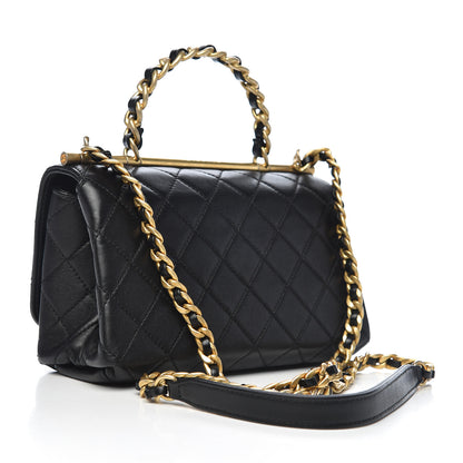 Chanel Lambskin Quilted La Parisienne Top Handle Flap Black 3 of 12