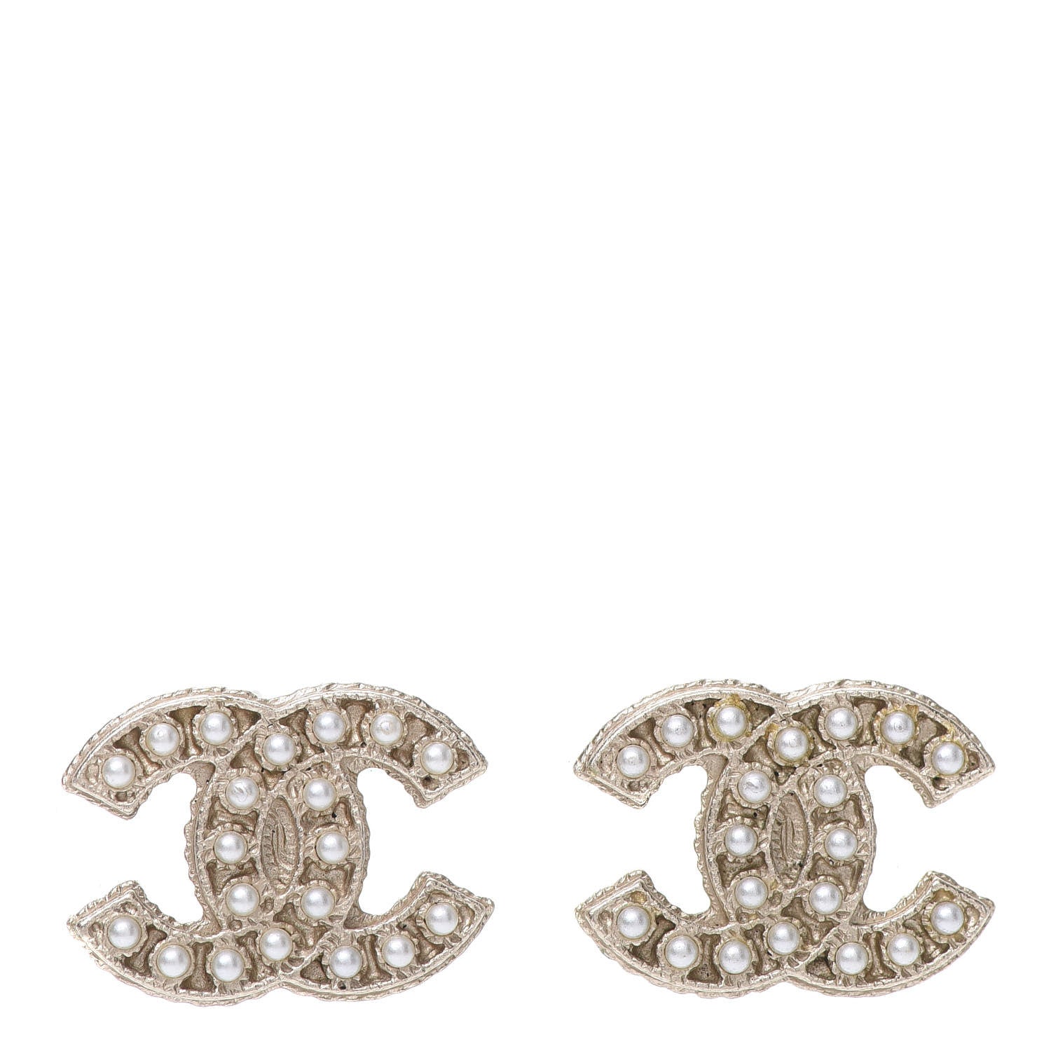 Chanel Pearl CC Earrings Light Gold 1 of 6