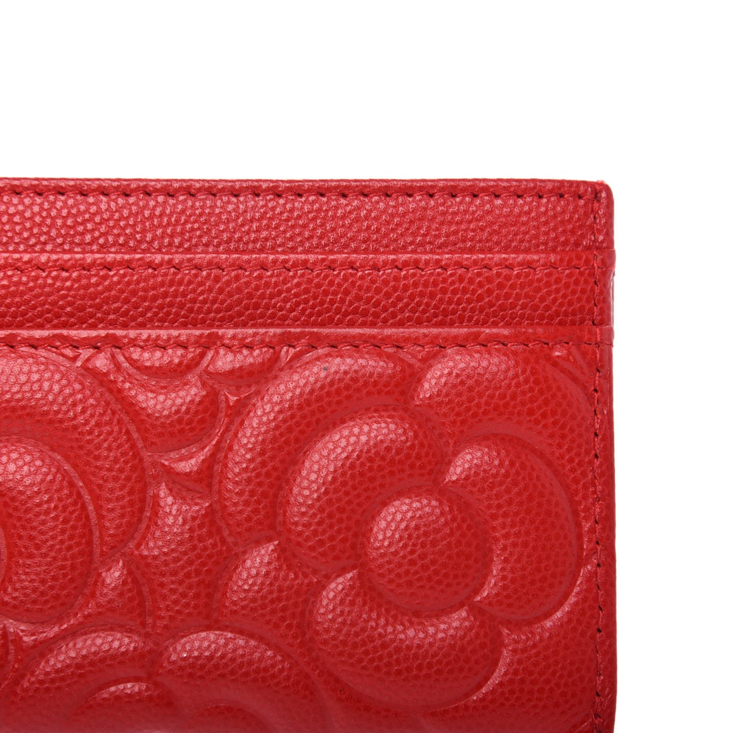 Caviar Camellia Embossed Card Holder Red