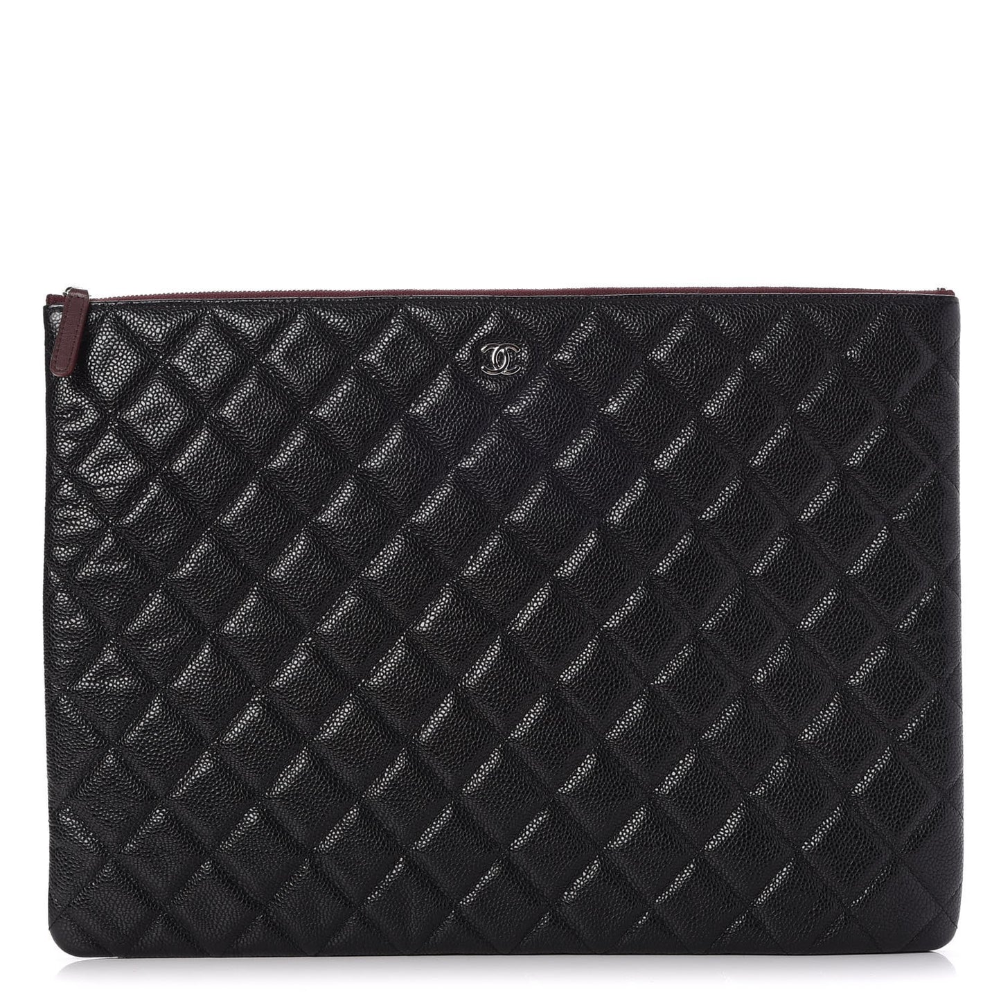 Caviar Quilted Large Cosmetic Case Black