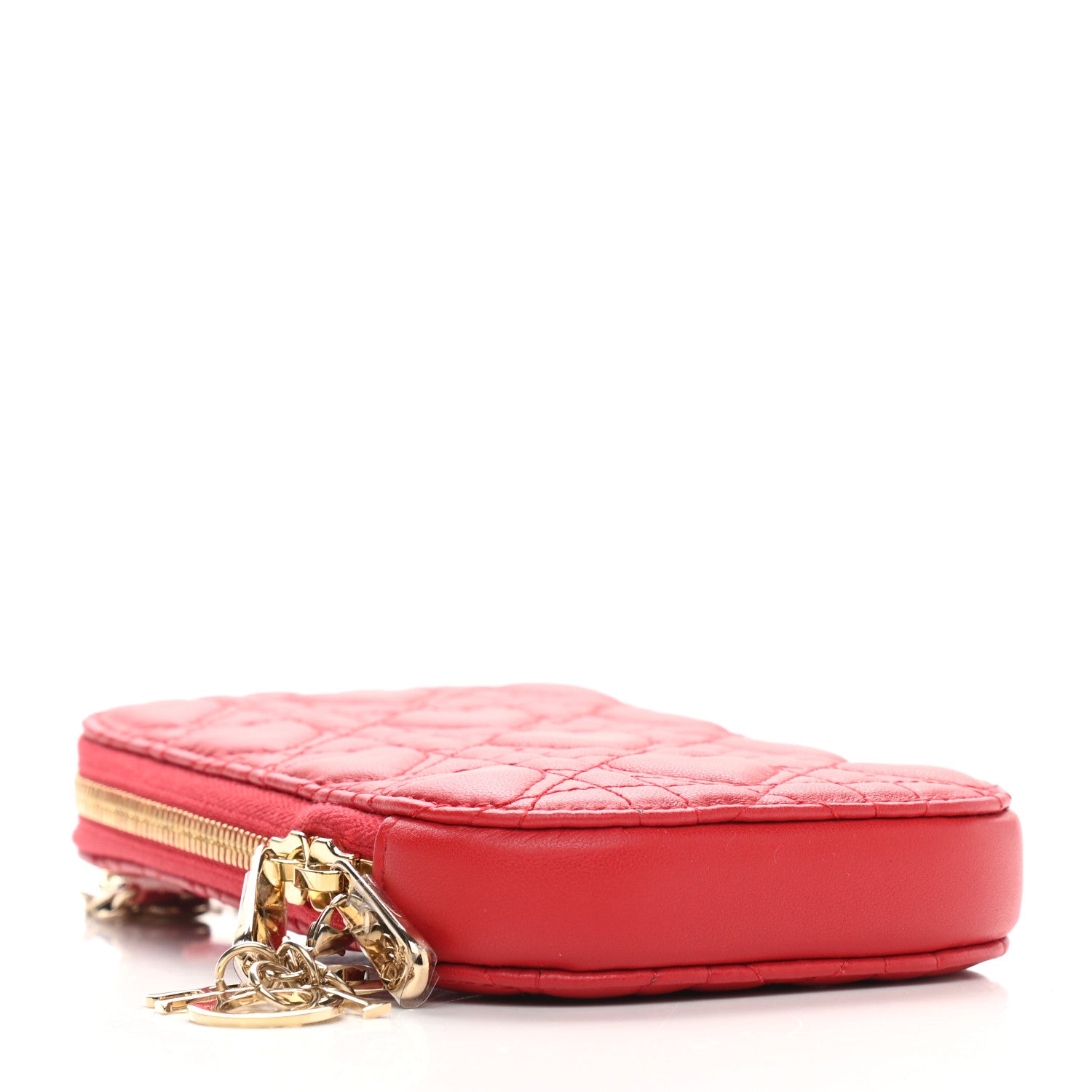 Christian Dior Lambskin Cannage Dioramour Lady Dior Phone Holder Bright Red 4 of 9