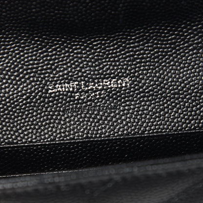 Saint Laurent Grain De Poudre Matelasse Chevron Small Monogram Envelope Wallet Black 6 of 6