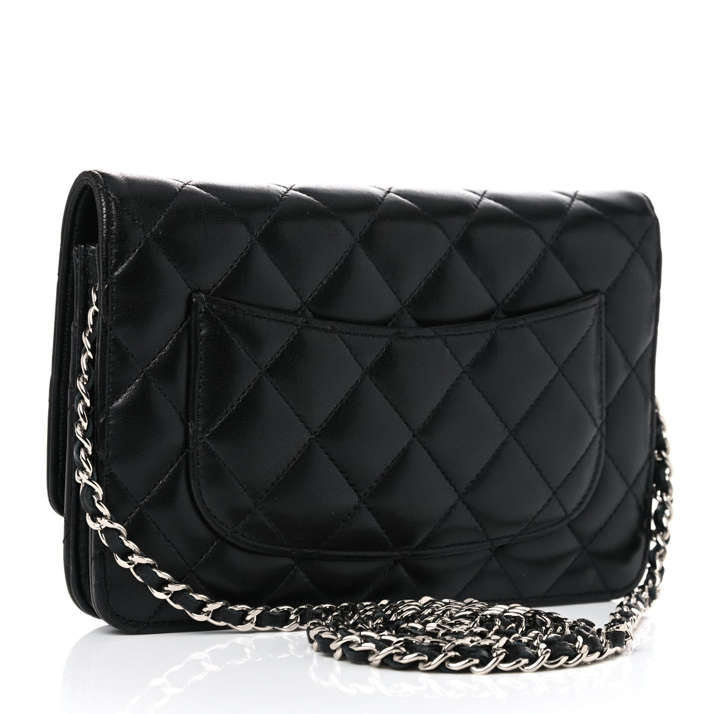 Lambskin Quilted Wallet On Chain WOC Black