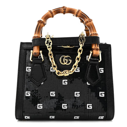 Gucci Lizard Sequin GG Monogram Mini Diana Tote Bag Black 1 of 10