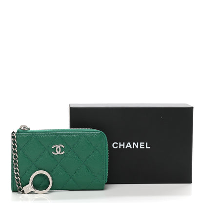 Chanel Caviar Quilted Zipped Key Holder Case Green 8 of 8