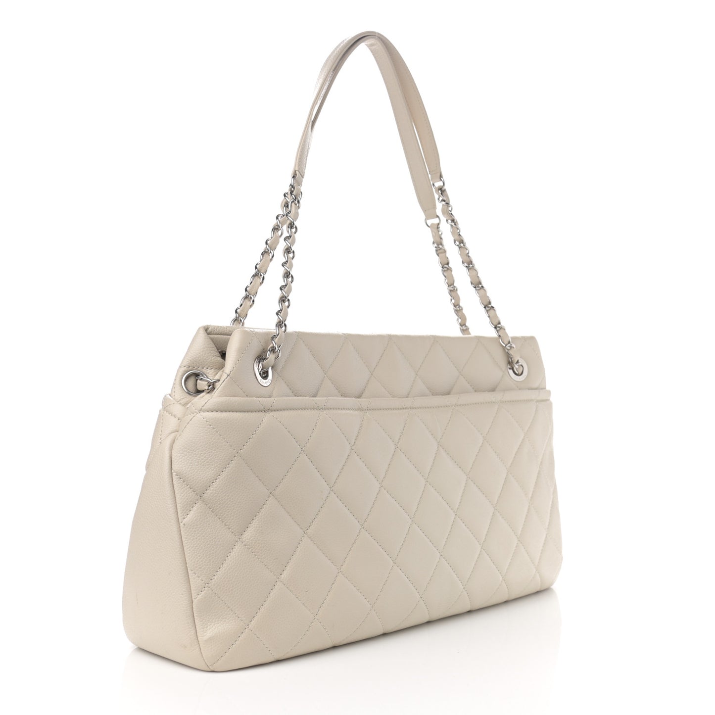 Caviar Quilted Timeless CC Soft Tote Off White