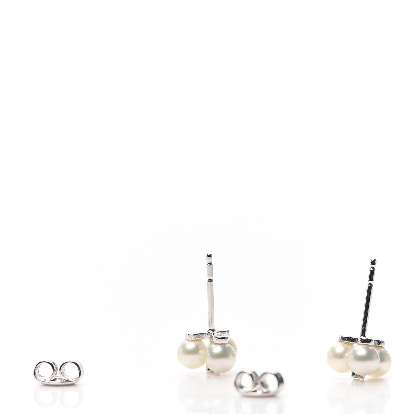 18K White Gold Diamond Akoya Pearl Three Pearl Earrings