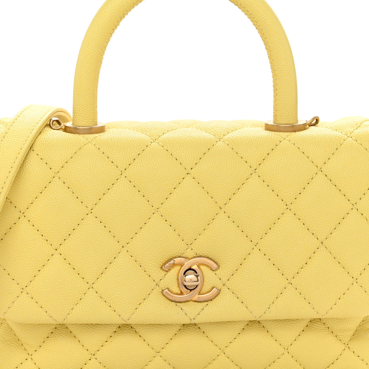Caviar Quilted Mini Coco Handle Flap Yellow