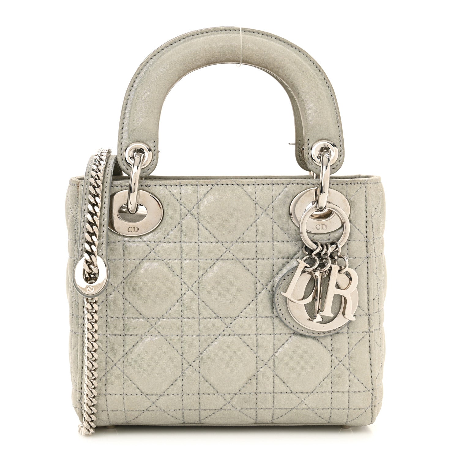Christian Dior Metallic Lambskin Cannage Mini Lady Dior Silver 1 of 13