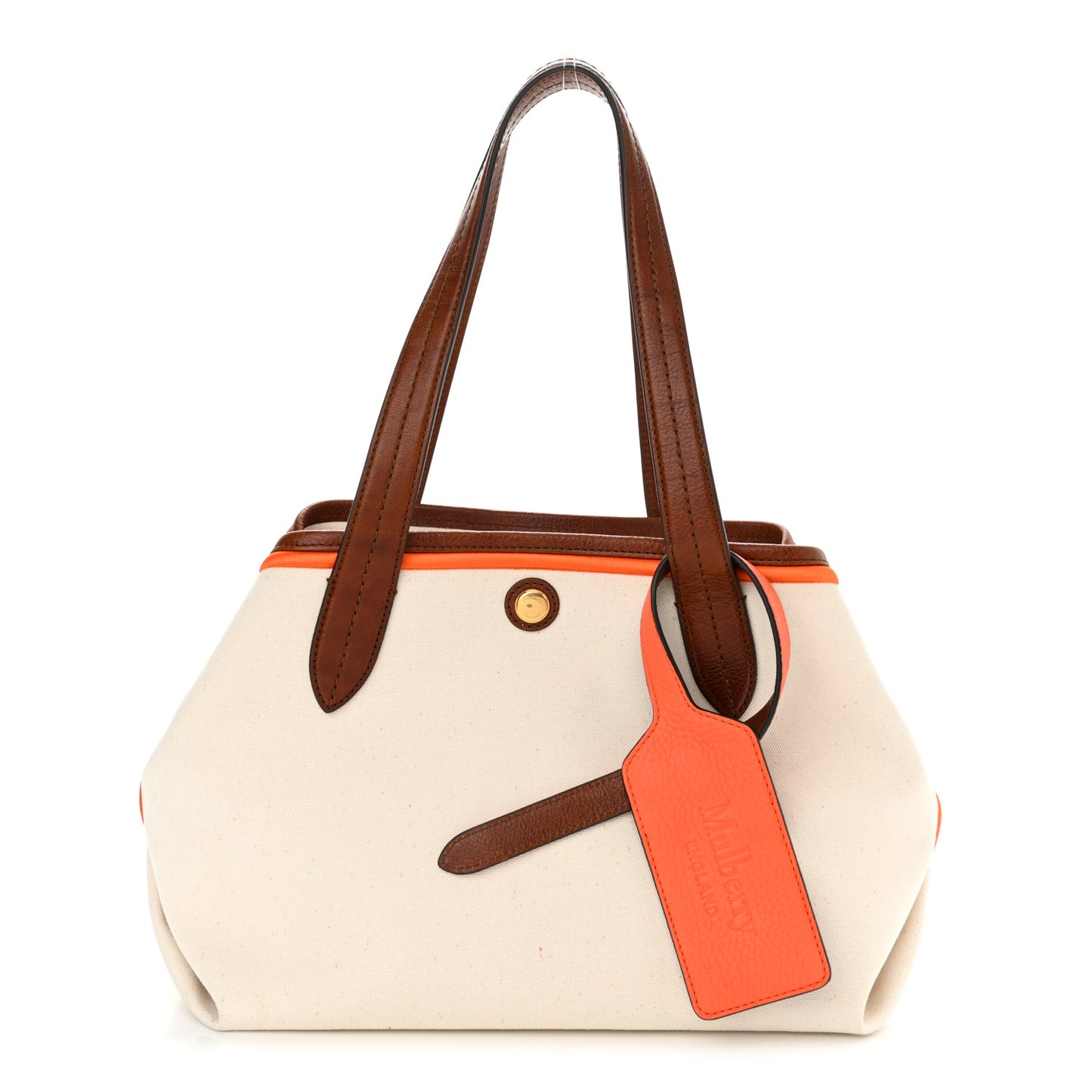 Calfskin Canvas Small Tote Ecru Oak